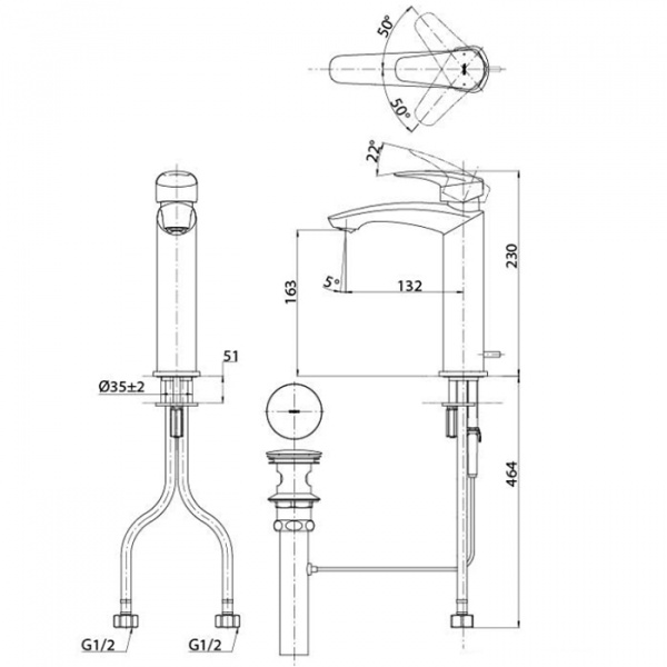 TOTO GM Смеситель для раковины на 1 отв, со сливным клапаном, цвет: хром