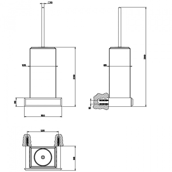 Gessi Eleganza Ершик для унитаза подвесной, цвет: шлифованное золото/белый
