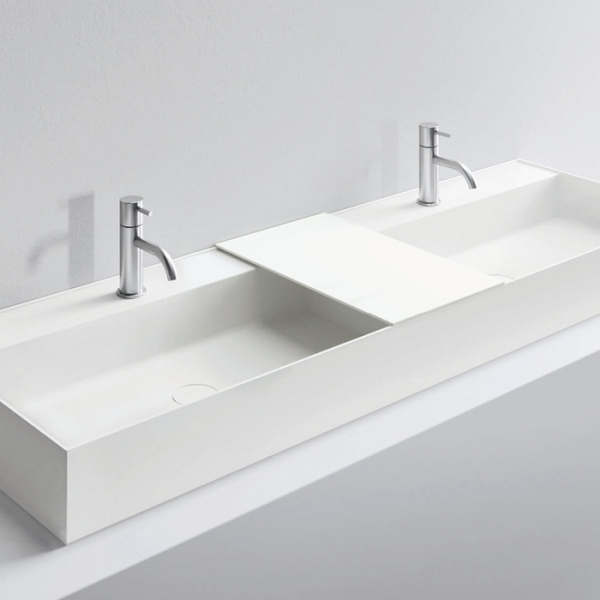 NOORTH milldue edition Раковина 144.5х47.2х12 см, 2 отв.,  двойная, накладная, цвет: белый