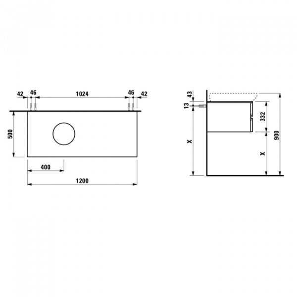 Laufen Alessi One Тумба с раковиной, 120х50х33см, с 4 выдвиж. ящиками, SX, цвет: орех