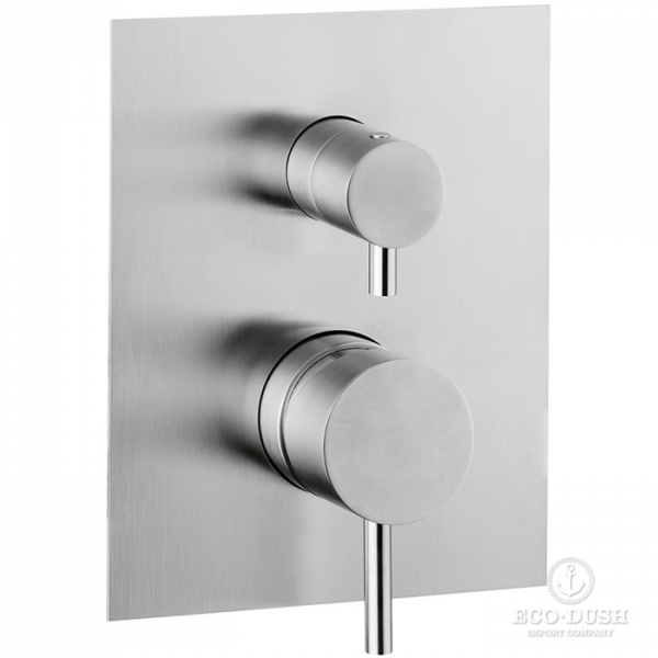 HUBER Lynox Встраиваемый смеситель для душа с переключателем на 2 выхода, на прямоугольном основании, нержавеющая сталь