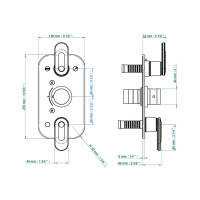 THG CORVAIR A MANETTES FIOR DI BOSCO Смеситель для душа встраиваемый, термостатический, с запорным вентил и перекл на 2 полож, внешн часть, цвет: хром