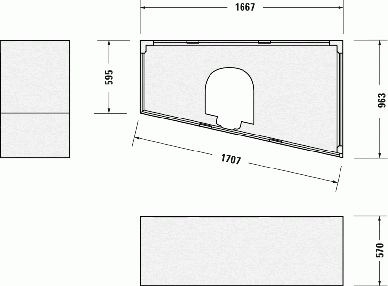 Опора из стиропора для ванны Duravit Paiova, 166.7x59,5/96,3