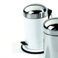 Decor Walther TE 30 Ведро 17xh31см, с педалью и крышкой, напольное, цвет: белый / сталь полированная