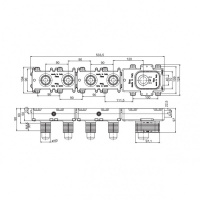 Carlo Frattini Внутренняя часть встраиваемого термостатического смесителя для ванны, с изливом и душевым комплектом