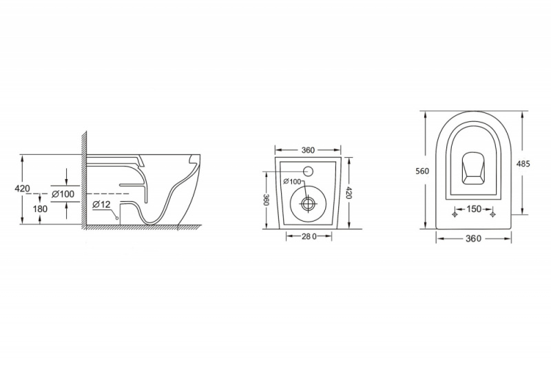 Унитаз ABBER Bequem AC1111 приставной белый, безободковый