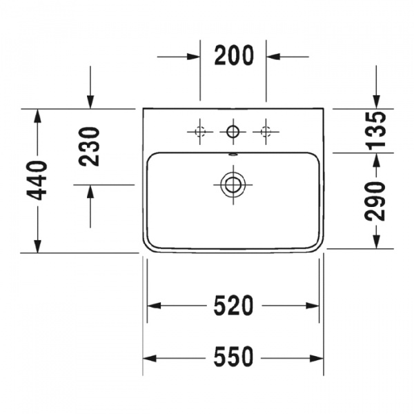 Duravit ME by Starck Раковина 55x44 см, 3 отв., цвет: белый