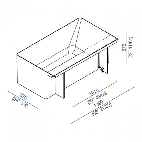 Agape Marsiglia Ванна пристенная, 149x87x57.5 см, в угол/нишу, с полкой, отв. по чертежу