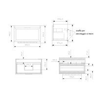 EBAN Paola Комплект мебели 81 см с раковиной SLIM и зеркалом Цвет: GRIDGIO ARDESIA