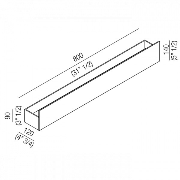 Agape Sen Полочка, 80см, подвесная, цвет: черный