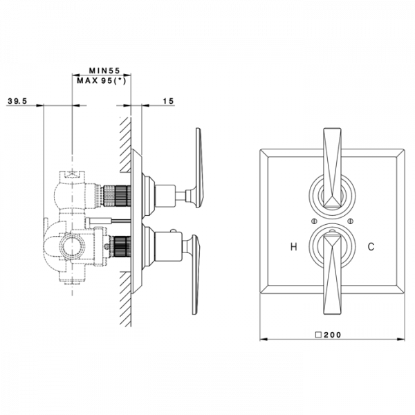Nicolazzi Termostatico Встраиваемый смеситель, 3/4” с запорным вентилем, 4909CR28, цвет: хром