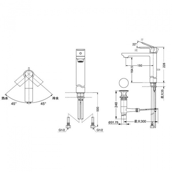 TOTO MH Смеситель для накладой раковины, с донным клапаном, цвет: хром