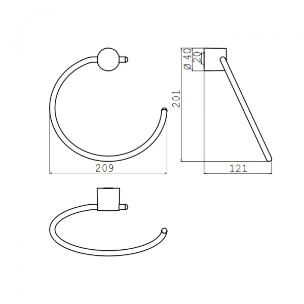 EMCO Rondo2 Полотенцедержатель-кольцо 24см, подвесной, цвет: хром
