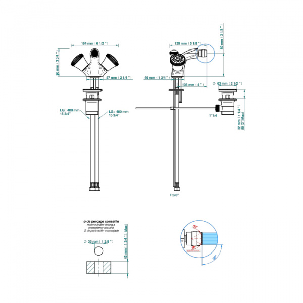 THG Hirondelles Смеситель для биде, 1 отв., цвет: хром