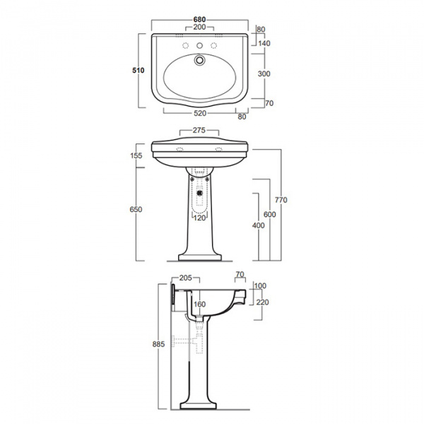 SIMAS Londra Раковина 68х52 см, 1 отв., цвет: белый