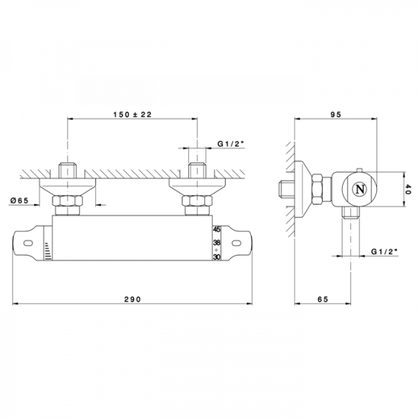 Nicolazzi Termostatico Смеситель термостатический для душа, цвет: хром