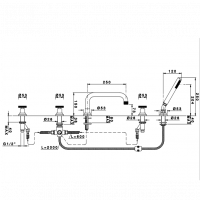 Nicolazzi Arena Смеситель на борт ванны на 5 отверствий, излив: 250 мм, цвет: хром