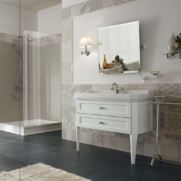 Sbordoni Комплект мебели Romana наполный 90 см, с раковиной керам., цвет белый, c 1 отв. под смес., ручки хром, цвет: Perla