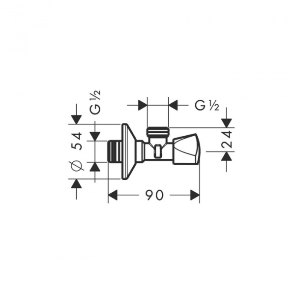 Hansgrohe Вентиль угловой E, ½’ x ½’, цвет: хром