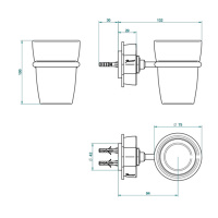 THG Pétale de cristal bleu Стакан, подвесной, цвет: хром/синий хрусталь