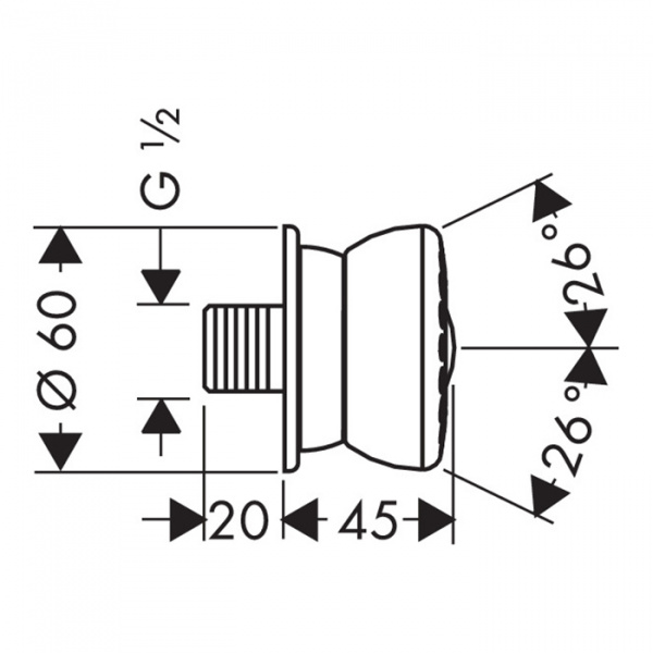 Hansgrohe Bodyvette Боковая форсунка 1/2, цвет: хром