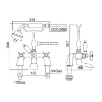 Sbordoni Margherita Смеситель для ванны на 2 отверстия, цвет: глянцевая латунь