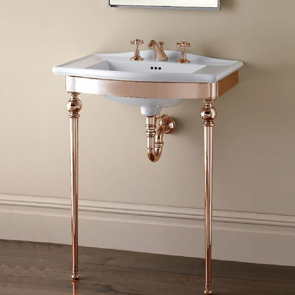 Devon&Devon Westminster Декоративная структура 69.5х50см, с раковиной на 3 отв., цвет: золото/белая