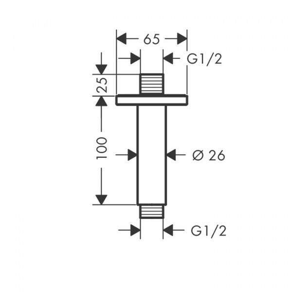Hansgrohe Vernis Shap Потолочный держатель 100 мм, цвет: матовый черный