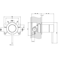 Gessi 316 Встраиваемый смеситель, на 1/2&quot, на 1 источник, внешняя часть, цвет: brushed black metal pvd