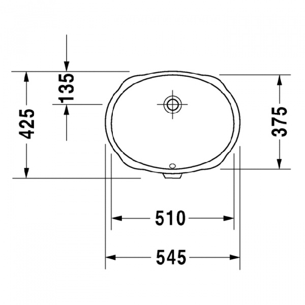 Duravit Santosa Раковина 51x37.5 см, без отв., встраиваемая снизу, с переливом, цвет: белый