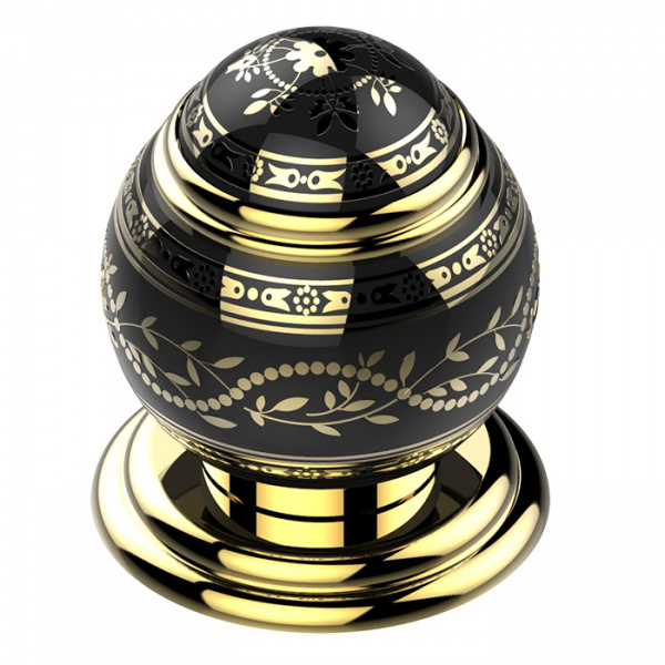 THG Marquise noir décor Or Вентиль смесителя для раковины, ручка черная, декор золото, цвет: полированное золото