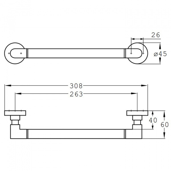 EMCO Eposa Поручень, 300мм, подвесной, цвет: хром