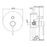 Gattoni Circle Two Смеситель встраиваемый с GBOX, на 2 выхода, цвет: Nero Opaco