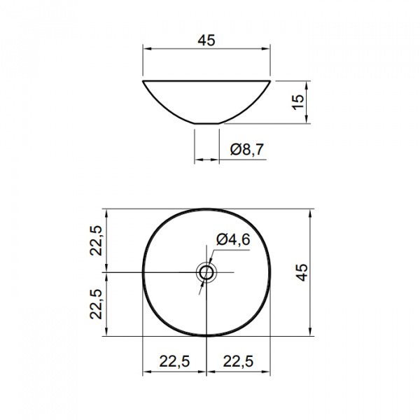 Antonio Lupi Velo Раковина 45х45 см, без отв., накладная, цвет: белый