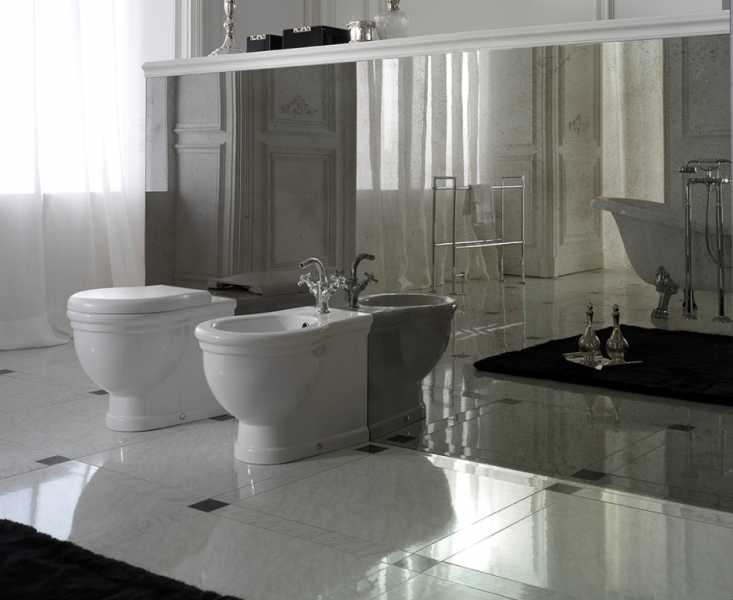 Globo Paestum Биде напольное пристенное 57х38см с 1 отв. под смеситель, с комплектом креплений, цвет: белый