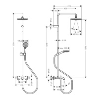 Hansgrohe Vernis Blend Душевая стойка с верхним душем 200 1jet с термостатом для ванны, EcoSmart, цвет: хром