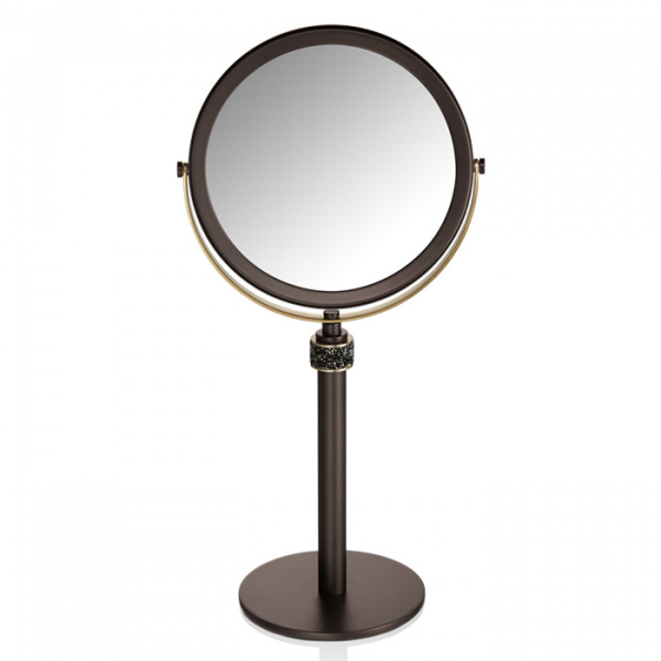 Decor Walther Rocks SP 13/V Косметическое зеркало на подставке, с кристаллами Swarovski, настольное, цвет: темная бронза / золото матовое