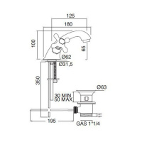 Sbordoni Etruria Смеситель для раковины на 1 отверстие, цвет: глянцевая латунь