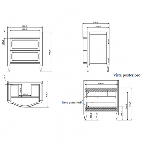 EBAN Rachele Комплект мебели с зеркалом Sagomata, 75см, Цвет: BIANCO PERLATO