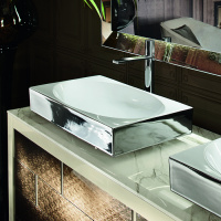 VITAGE milldue edition RITZ Комплект мебели с тумбой под 2 раковины, раковиной PARIGI, зеркалом LOSANNA, 209 см, цвет: Golden crash