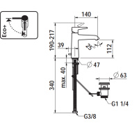 Laufen VAL Смеситель для раковины, на 1 отв., с донным клапаном, излив 140мм, цвет: хром