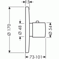 AXOR Uno 2, Термостат Highflow, СМ, внешняя часть, цвет: хром