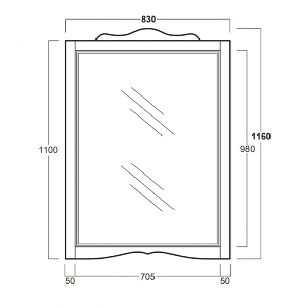 SIMAS Arcade Зеркало 83*116см в раме, цвет: noce.
