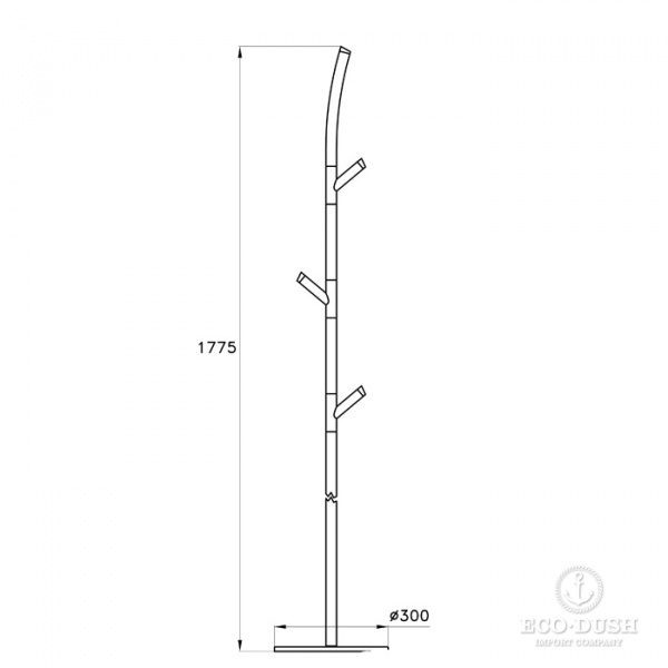 Stella Bamboo Стойка напольная с крючками высотой 177.5 см., цвет: хром