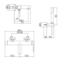 Gattoni Circle One Смеситель для ванны, с ручной лейкой на держателе, цвет: хром
