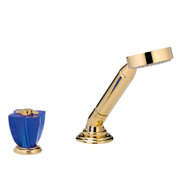 THG Pуtale de cristal bleu Ручной душ на борт ванны, 2 отв., цвет: золото/синий хрусталь