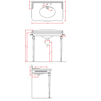 Artceram HERMITAGE Металлическая структура 92х58см, с раковиной на 1 отв., цвет: золото