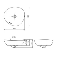 TOTO TA Раковина 46x42x17.7 см, без отв., с переливом, цвет: белый матовый