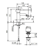 Fantini Nostromo Смеситель для биде, 1 отв., с донным клапаном, цвет: черный матовый