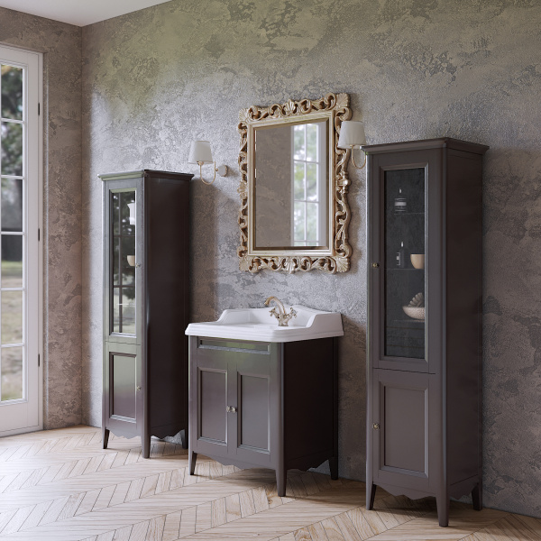 TW Veronica, База с раковиной Simas AR834bi*1 73*54см с 1отв. под смеситель , 2 расп. дверки, доводч. Blum, ручки: Riflesso бронза, Цвет: grigio